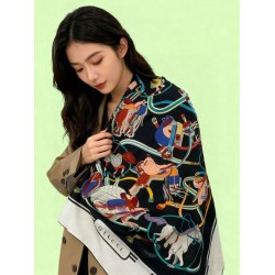 Pari Scialle reversibile Gucci seta e cashmere Modello di equitazione 140 02