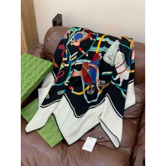 Replica Pari Scialle reversibile Gucci seta e cashmere Modello di equitazione 140 02 Imitazioni Replica Pari Scialle reversibile Gucci seta e cashmere Modello di equitazione 140 02
