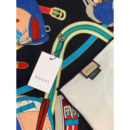 Replica Pari Scialle reversibile Gucci seta e cashmere Modello di equitazione 140 02 Imitazioni Replica Pari Scialle reversibile Gucci seta e cashmere Modello di equitazione 140 02