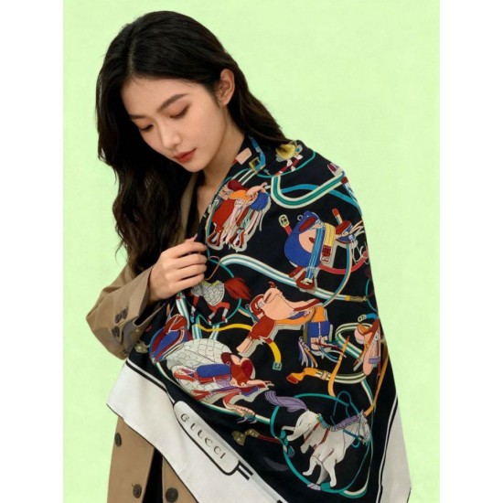 Replica Pari Scialle reversibile Gucci seta e cashmere Modello di equitazione 140 02 Imitazioni Replica Pari Scialle reversibile Gucci seta e cashmere Modello di equitazione 140 02