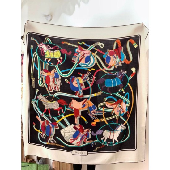 Replica Pari Scialle reversibile Gucci seta e cashmere Modello di equitazione 140 02 Imitazioni Replica Pari Scialle reversibile Gucci seta e cashmere Modello di equitazione 140 02