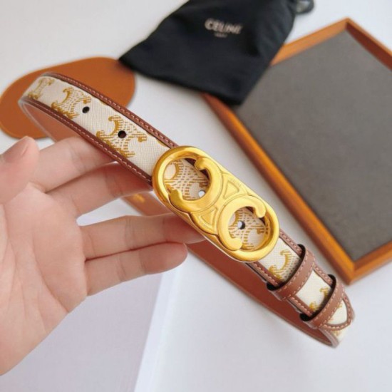 Replica Cintura Celine Triomphe media 25mm con fibbia finitura oro Imitazioni Replica Cintura Celine Triomphe media 25mm con fibbia finitura oro