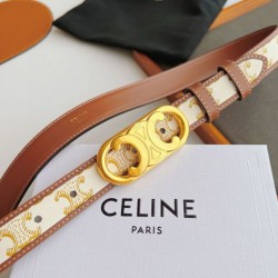 Replica Cintura Celine Triomphe media 25mm con fibbia finitura oro