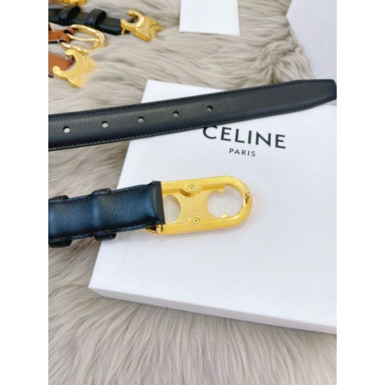 Replica Cintura Celine Triomphe Media 25mm taurillon nero