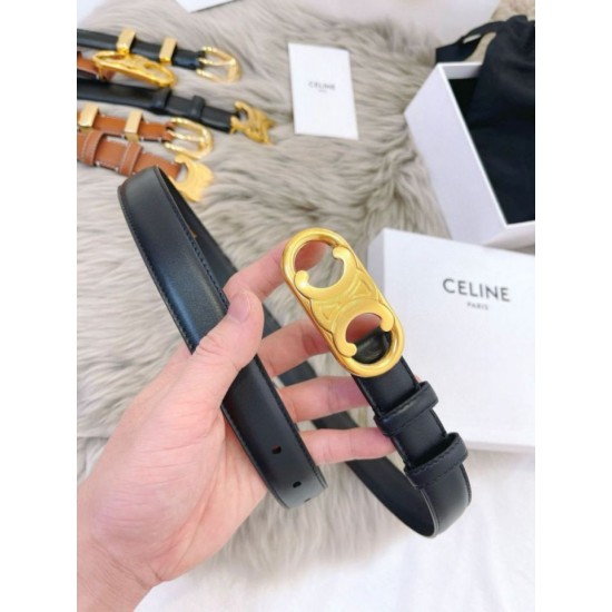 Replica Cintura Celine Triomphe Media 25mm taurillon nero