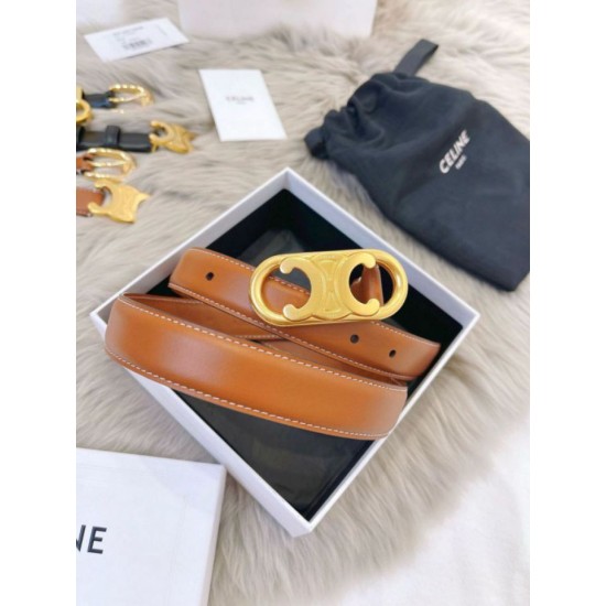 Replica Alta gamma Cintura Celine Triomphe Media 25mm taurillon Marrone