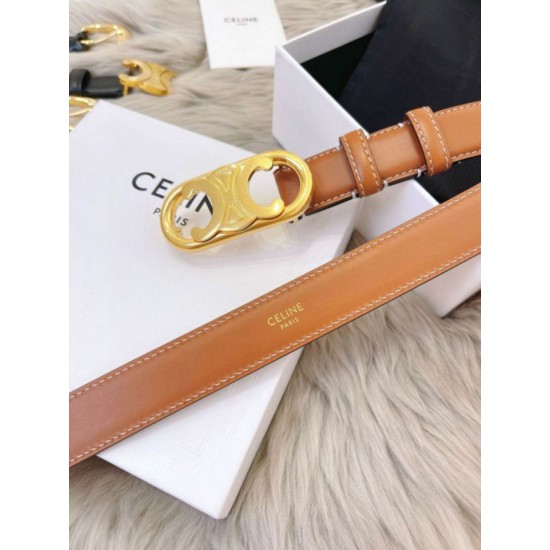 Replica Alta gamma Cintura Celine Triomphe Media 25mm taurillon Marrone