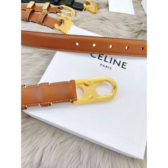 Replica Alta gamma Cintura Celine Triomphe Media 25mm taurillon Marrone
