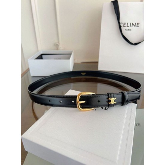 Replica Qualità da grande Cintura Vivienne Celine Medium 25mm in pelle di vitello naturale Nero