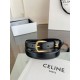 Replica Qualità da grande Cintura Vivienne Celine Medium 25mm in pelle di vitello naturale Nero