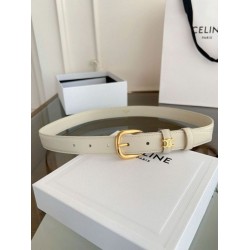 Pari Cintura Vivienne Celine Medium 25mm in pelle di vitello naturale Bianco