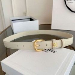 Replica Pari Cintura Vivienne Celine Medium 25mm in pelle di vitello naturale Bianco
