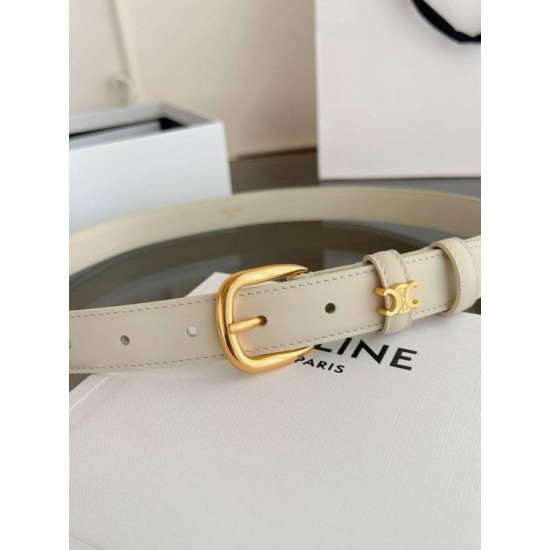 Replica Pari Cintura Vivienne Celine Medium 25mm in pelle di vitello naturale Bianco Imitazioni Replica Pari Cintura Vivienne Celine Medium 25mm in pelle di vitello naturale Bianco
