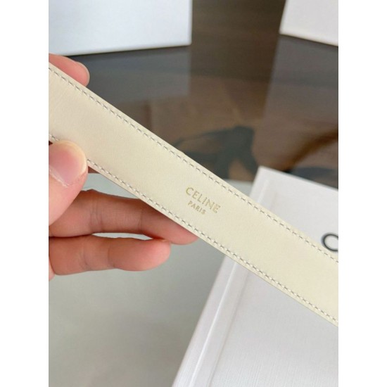 Replica Pari Cintura Vivienne Celine Medium 25mm in pelle di vitello naturale Bianco Imitazioni Replica Pari Cintura Vivienne Celine Medium 25mm in pelle di vitello naturale Bianco
