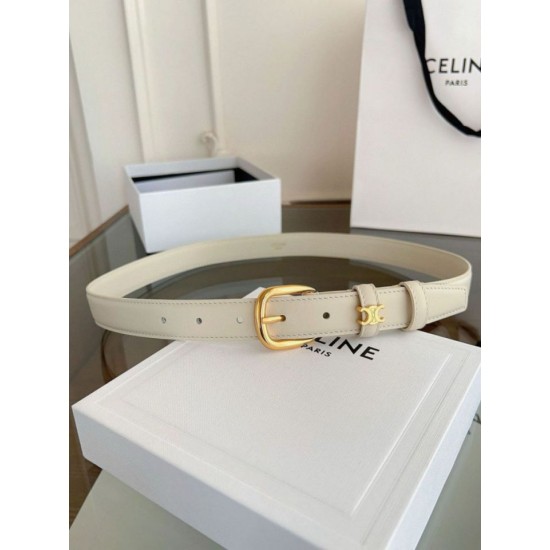 Replica Pari Cintura Vivienne Celine Medium 25mm in pelle di vitello naturale Bianco Imitazioni Replica Pari Cintura Vivienne Celine Medium 25mm in pelle di vitello naturale Bianco