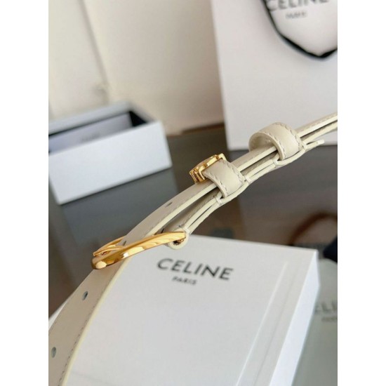Replica Pari Cintura Vivienne Celine Medium 25mm in pelle di vitello naturale Bianco Imitazioni Replica Pari Cintura Vivienne Celine Medium 25mm in pelle di vitello naturale Bianco