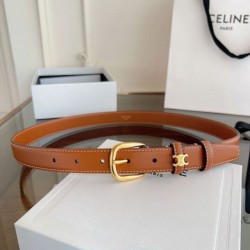 Replica Alta gamma Cintura Vivienne Celine Medium 25mm in pelle di vitello naturale Marrone