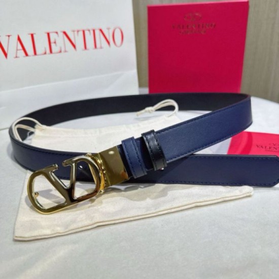 Replica Cintura reversibile con logo VLogo Valentino Garavani 30mm Blu/Nero