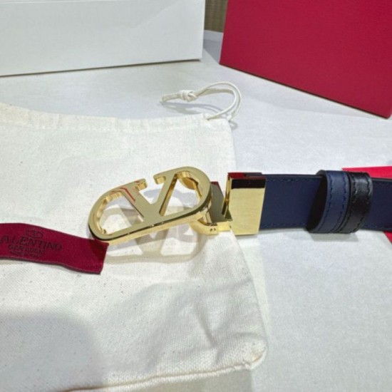 Replica Cintura reversibile con logo VLogo Valentino Garavani 30mm Blu/Nero