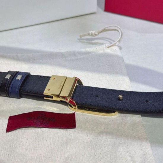 Replica Cintura reversibile con logo VLogo Valentino Garavani 30mm Blu/Nero