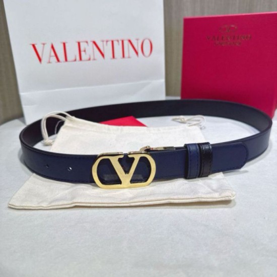 Replica Cintura reversibile con logo VLogo Valentino Garavani 30mm Blu/Nero