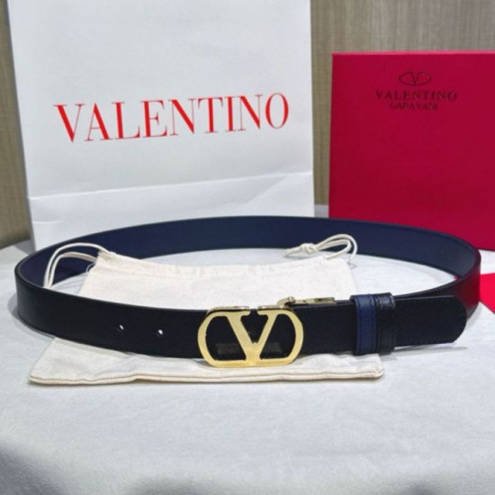 Replica Cintura reversibile con logo VLogo Valentino Garavani 30mm Blu/Nero