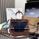 Replica Borsa  1:1 a mano Prada Bonnie mini 1BA486 Blu/Marrone