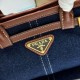 Replica Borsa  1:1 a mano Prada Bonnie mini 1BA486 Blu/Marrone