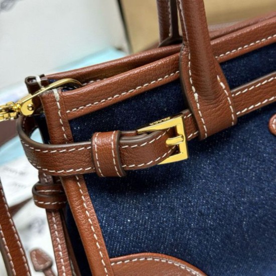 Replica Borsa  1:1 a mano Prada Bonnie mini 1BA486 Blu/Marrone