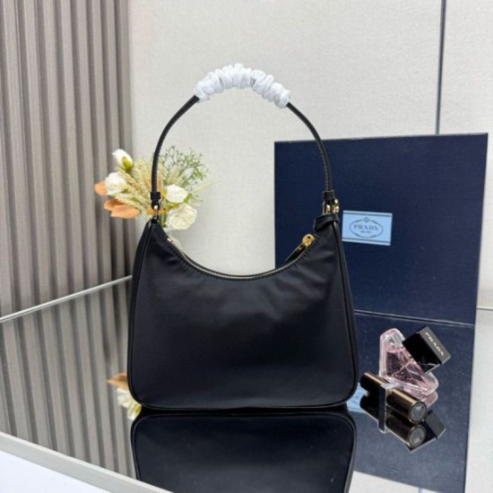 Replica Borsa hobo mini Prada Re-Edition 2005 Re-Nylon Saffiano 1N204M Nero