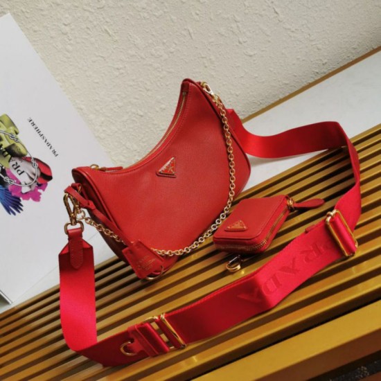 Replica borse griffate a mano/borsa hobo Saffiano Prada Re-Edition 2005 Rosso Imitazioni Replica borse griffate a mano/borsa hobo Saffiano Prada Re-Edition 2005 Rosso
