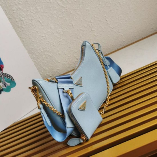 Replica Borsa a mano/borsa hobo Saffiano Prada Re-Edition 2005 Blu Imitazioni Replica Borsa a mano/borsa hobo Saffiano Prada Re-Edition 2005 Blu