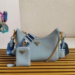 Borsa a mano/borsa hobo Saffiano Prada Re-Edition 2005 Blu