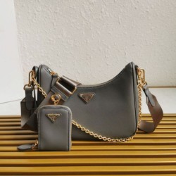 Replica Borse firmate /borsa hobo Saffiano Prada Re-Edition 2005 Grigio