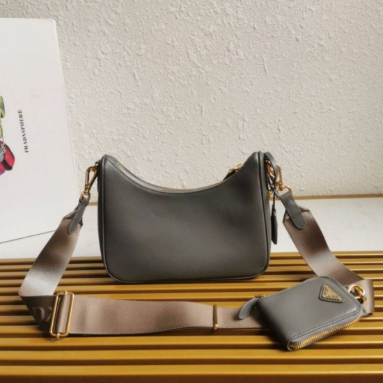 Replica Borse firmate /borsa hobo Saffiano Prada Re-Edition 2005 Grigio Imitazioni Replica Borse firmate /borsa hobo Saffiano Prada Re-Edition 2005 Grigio