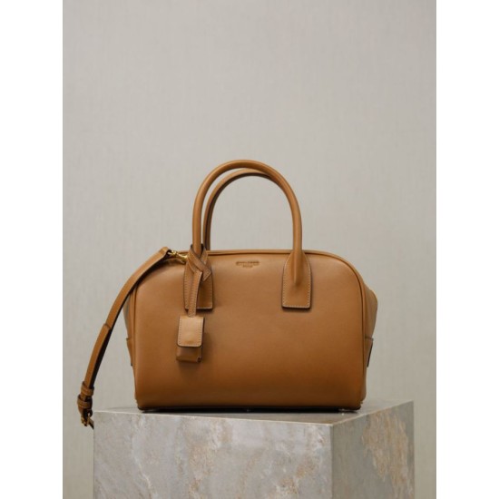 Replica Borsa a mano piccola Sac De Jour Boston YSL Saint Laurent marrone pelle liscia Imitazioni Replica Borsa a mano piccola Sac De Jour Boston YSL Saint Laurent marrone pelle liscia