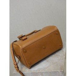 Borsa a mano piccola Sac De Jour Boston YSL Saint Laurent marrone pelle liscia
