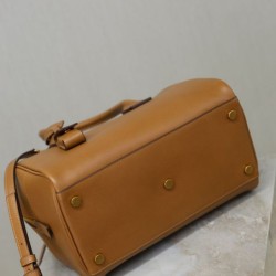Replica Borsa a mano piccola Sac De Jour Boston YSL Saint Laurent marrone pelle liscia