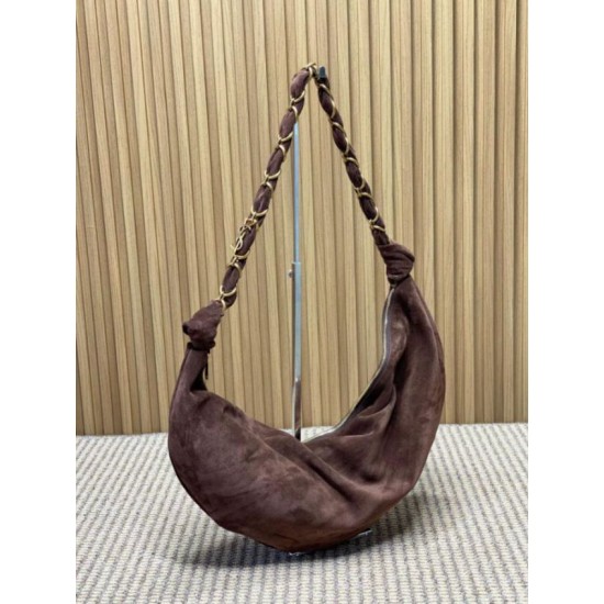 Replica Borsa a tracolla Hobo YSL Saint Laurent Amalia croissant Caffè Imitazioni Replica Borsa a tracolla Hobo YSL Saint Laurent Amalia croissant Caffè