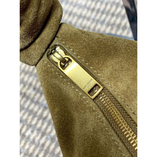 Replica Borsa mini hobo Amalia YSL Saint Laurent Grigio scamosciato Imitazioni Replica Borsa mini hobo Amalia YSL Saint Laurent Grigio scamosciato