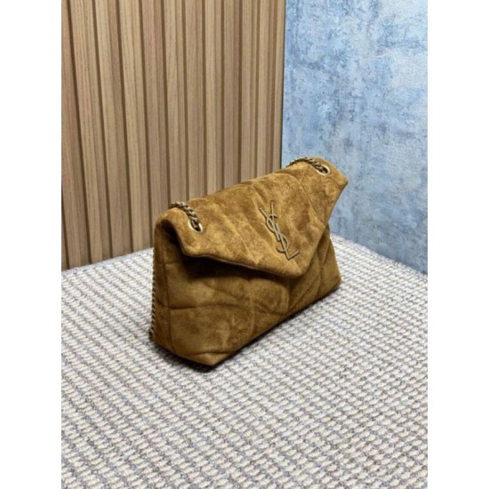Replica Borse a tracolla media YSL Saint Laurent Toy puffer cammello scamosciata Imitazioni Replica Borse a tracolla media YSL Saint Laurent Toy puffer cammello scamosciata