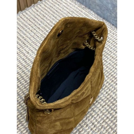 Replica Borse a tracolla media YSL Saint Laurent Toy puffer cammello scamosciata Imitazioni Replica Borse a tracolla media YSL Saint Laurent Toy puffer cammello scamosciata