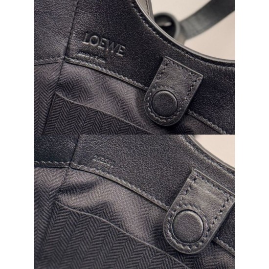 Replica Borsa tote media classica Loewe Hammock Flip Nero Imitazioni Replica Borsa tote media classica Loewe Hammock Flip Nero