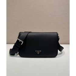 Borsa a tracolla strutturata Prada nera