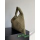 Replica Borsa a tracolla Bottega Veneta Large Hop in camoscio intrecciato verde oliva