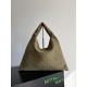 Replica Borsa a tracolla Bottega Veneta Large Hop in camoscio intrecciato verde oliva