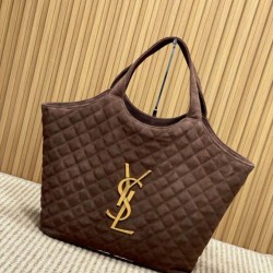 Replica Borse Imitazioni tote YSL Saint Laurent Icare scamosciata marrone