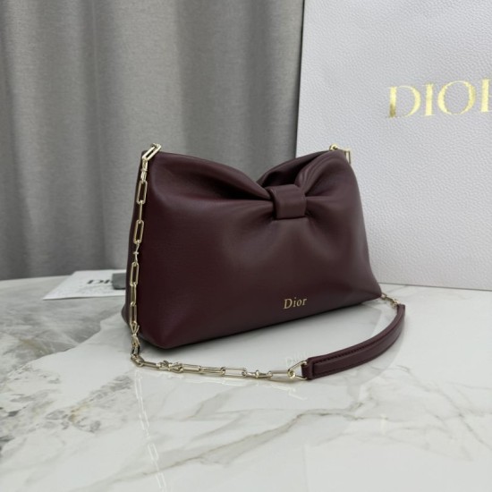 Replica Borsa a tracolla Dior Bow piccola/media con finitura oro Caffè Imitazioni Replica Borsa a tracolla Dior Bow piccola/media con finitura oro Caffè