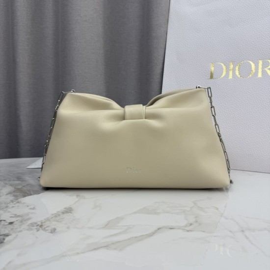 Replica borse griffate a tracolla Dior Bow piccola/media Acciaio inossidabile Beige chiaro