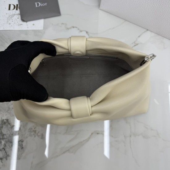 Replica borse griffate a tracolla Dior Bow piccola/media Acciaio inossidabile Beige chiaro